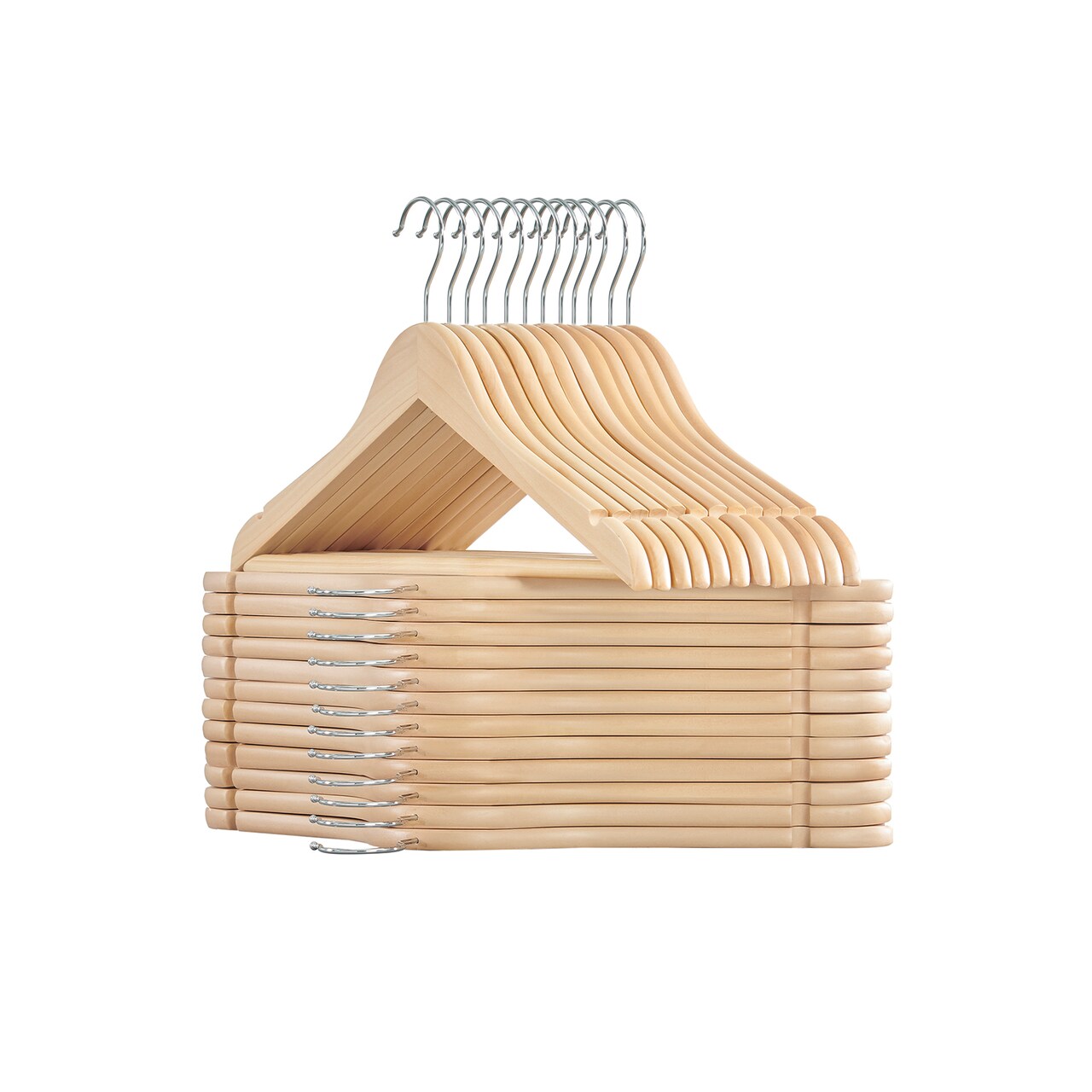 Wooden Coat Hangers Maple Wood Non Slip Clothes Hangers Heavy Duty Natural Beige